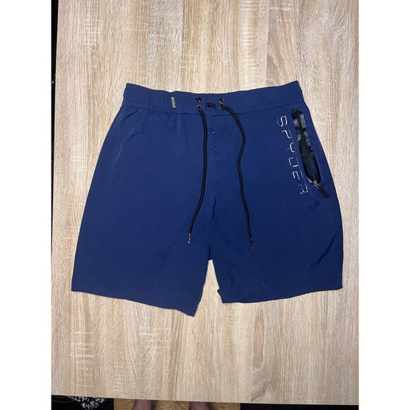 Spyder Swim Mens Shorts Trunks Blue Sz Medium UV Protection - Picture 1 of 3